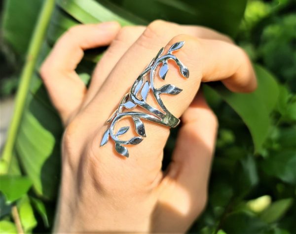 Long Knuckle Branch Ring 925 Sterling Silver