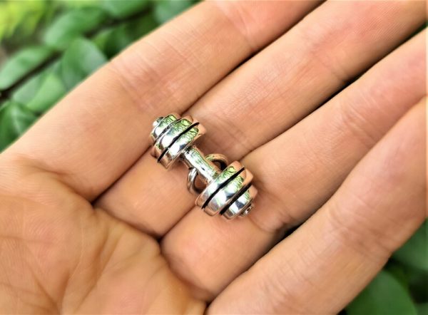 Dumbbell Pendant STERLING SILVER 925 Champion Body Building Sport Winner Gym Work Out Fitness Gift