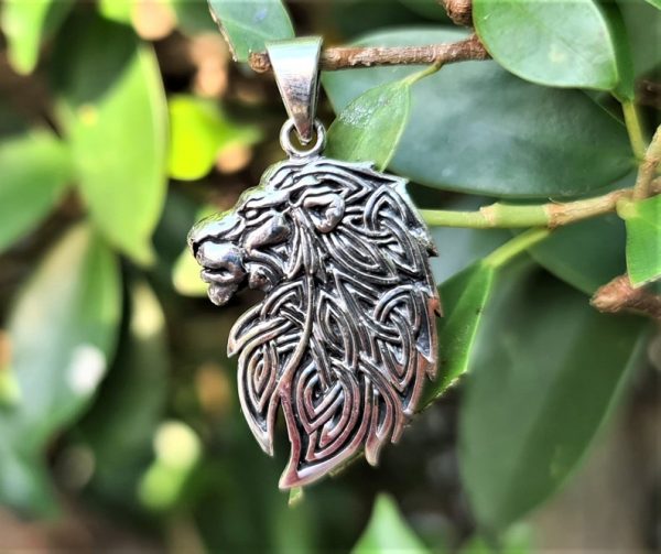 Lion Pendant 925 STERLING SILVER LION Head Royal Leo King Celtic Knot Ornament Exclusive Gift Talisman Amulet Symbol of Power