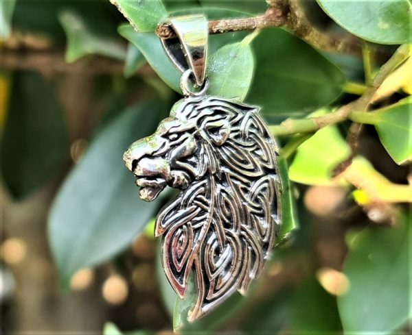 Lion Pendant 925 STERLING SILVER LION Head Royal Leo King Celtic Knot Ornament Exclusive Gift Talisman Amulet Symbol of Power
