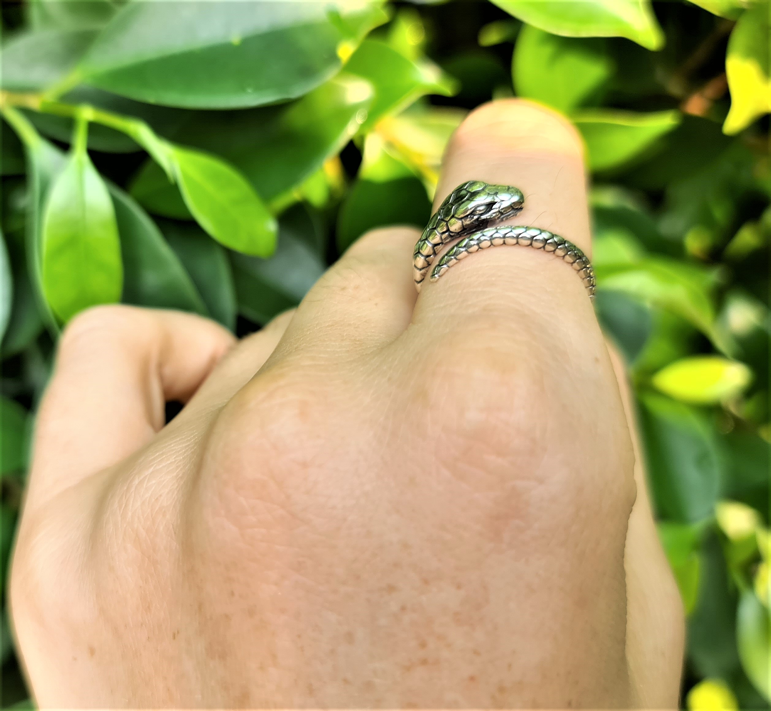 Silver Snake Ring with Blue Zircon Gem, Vintage Serpent Ring, Punk Animal  Ring Dainty Adjustable Open Ring Gift for Women Girls - Brass -  GetNameNecklace