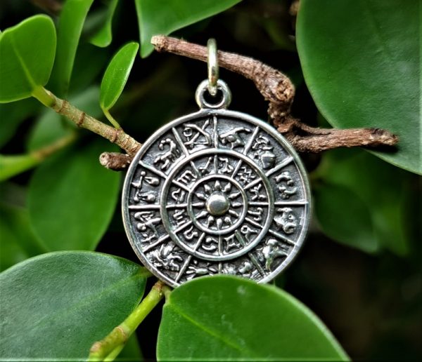 Zodiac Wheel Pendant 925 Sterling Silver
