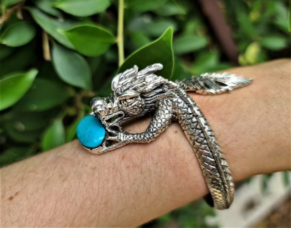 Dragon Bracelet with Turquoise 925 Sterling Silver