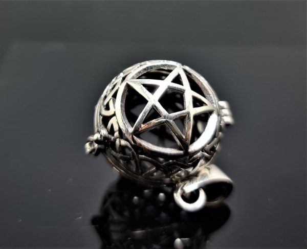 Silver Pentagram Cage Locket Pendant