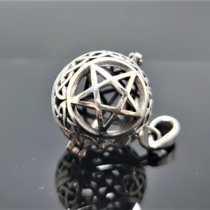 Silver Pentagram Cage Locket Pendant