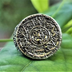 Mayan Calendar Ring 925 Sterling Silver