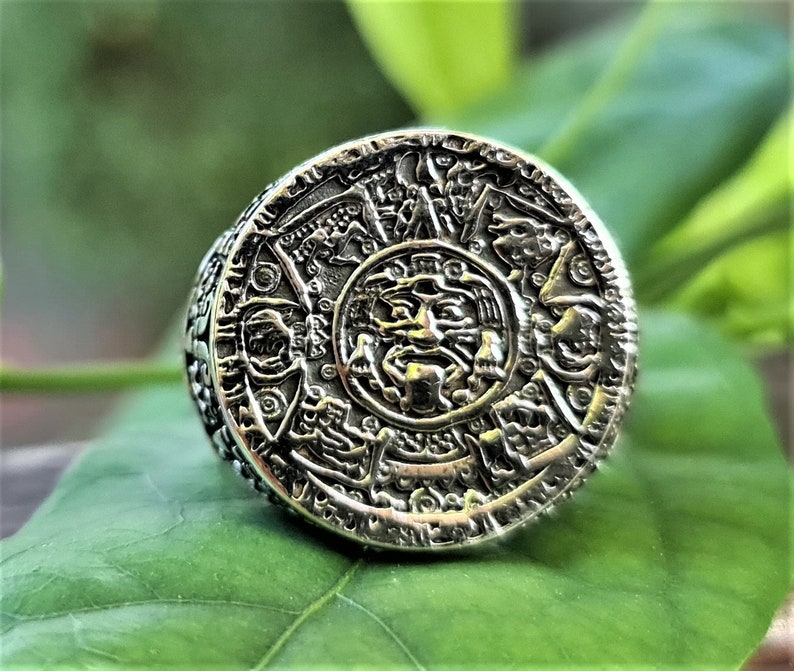 Beschikbaar Mantsjoerije Uitrusting Mayan Calendar Ring 925 Sterling Silver - ELIZ Jewelry and Gems