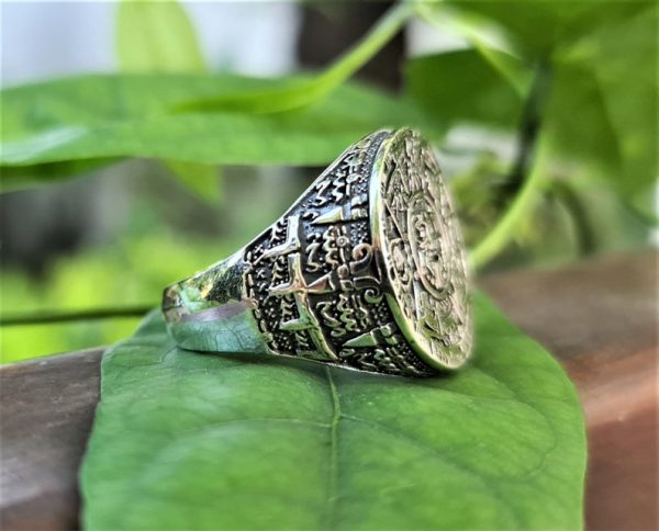 Mayan Calendar Ring 925 Sterling Silver