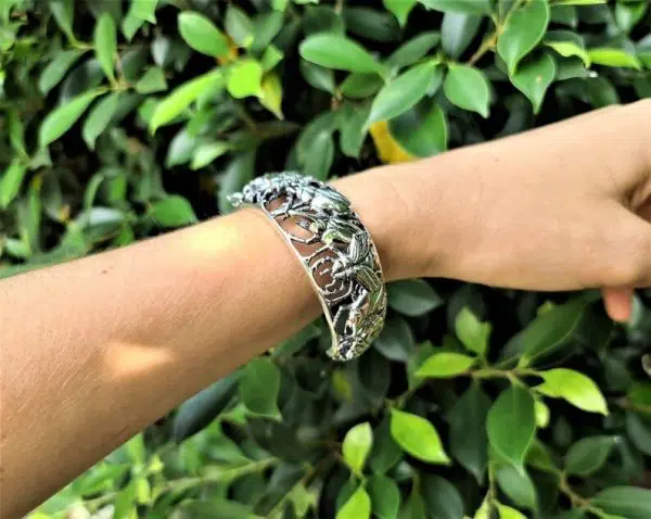 Silver Beetle Bracelet Entomology Cuff Insect - Image 8
