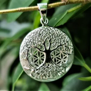 Tree of Life 3D Pendant STERLING SILVER 925 Flower of Life Sacred Geometry