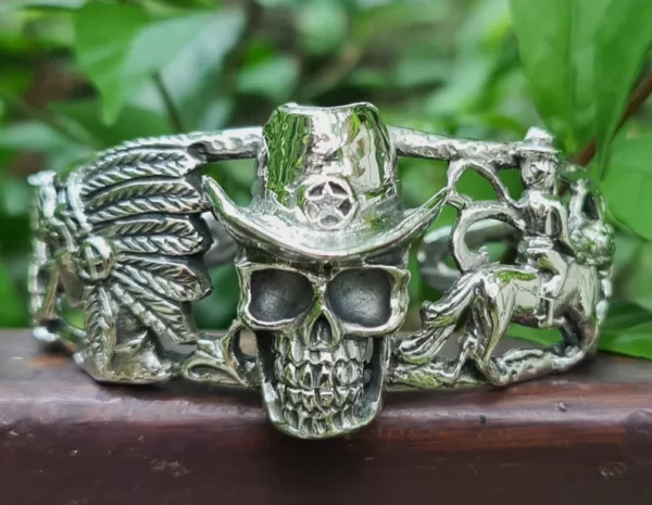 Cowboy Skull Bracelet 925 STERLING SILVER