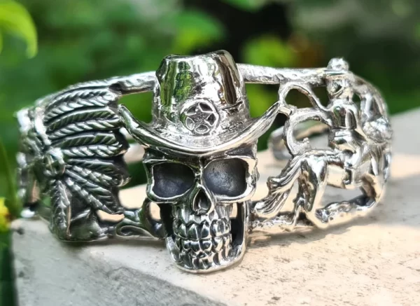 Cowboy Skull Bracelet 925 STERLING SILVER