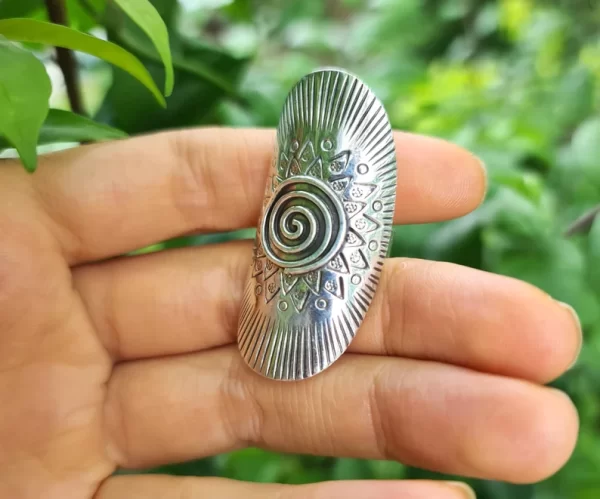 Mandala Spiral Shield Ring 925 STERLING SILVER