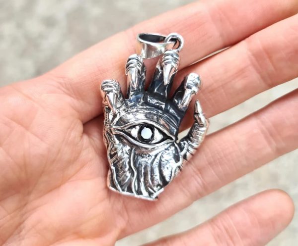 Witch Hand with Eye Pendant 925 STERLING SILVER
