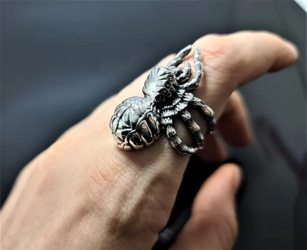 Giant Spider Ring with Black Onyx Eyes 925 STERLING SILVER