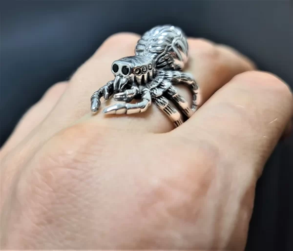 Giant Spider Ring with Black Onyx Eyes 925 STERLING SILVER