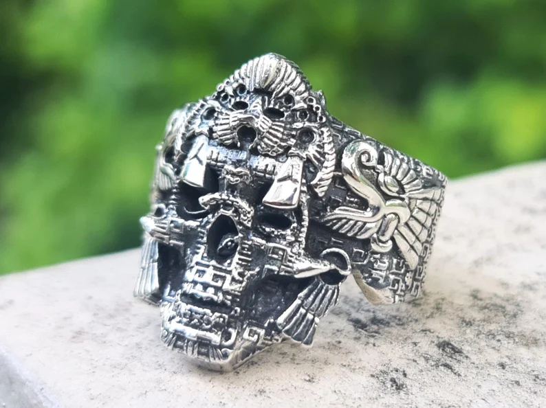 VIKING WARRIOR Skull Ring for Men in Sterling Silver by Ecks