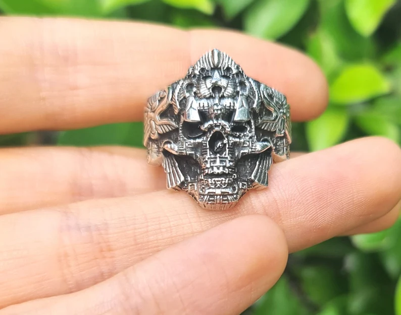VIKING WARRIOR Skull Ring for Men in Sterling Silver by Ecks