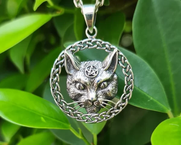 Magic Cat Pentagram Pendant 925 STERLING SILVER