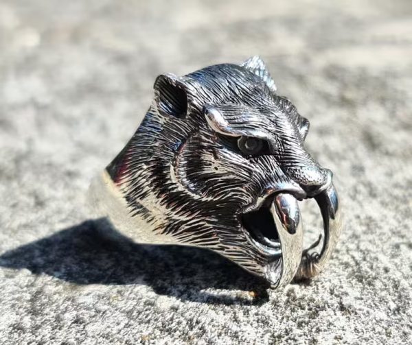 Saber-Toothed Tiger Ring 925 STERLING SILVER