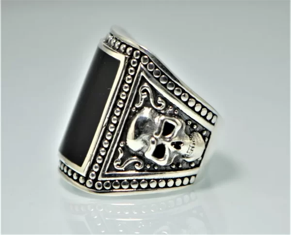 Skull Ring with Mother of Pearl or Black Onyx 925 STERLING SILVER