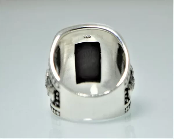 Skull Ring with Mother of Pearl or Black Onyx 925 STERLING SILVER