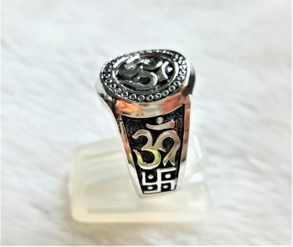 OM 925 Sterling Silver Ring Ohm AUM Hinduism Buddhism Talisman Protective Amulet Sacred Symbol Mantra Harmony Universe