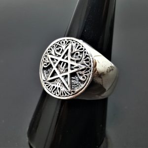 925 Sterling Silver Pentagram Ring Five Pointed Star Sacred Symbols Occult Talisman Protective Amulet Exclusive Gift