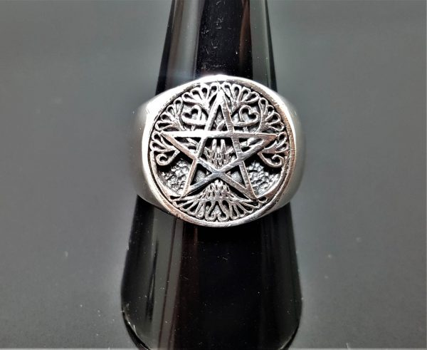 925 Sterling Silver Pentagram Ring Five Pointed Star Sacred Symbols Occult Talisman Protective Amulet Exclusive Gift