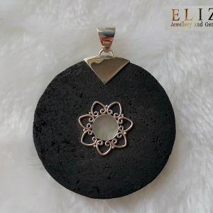Eliz ENERGY CRYSTAL Natural Volcanic Lava Stone Sterling Silver Pendant Mother Earth Essential oil diffuser Talisman Amulet
