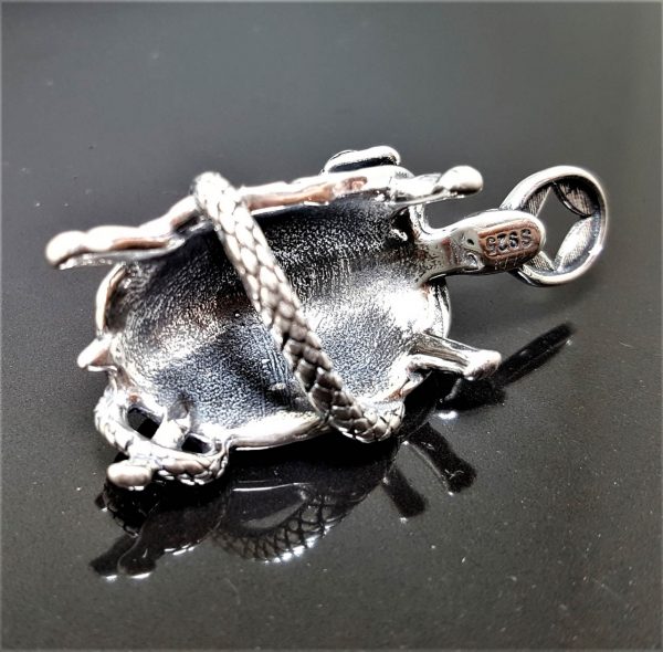 Turtle and Serpent Pendant STERLING SILVER 925 Black Turtle And Snake Black Warrior Chinese Constellation Ancient China Talisman Amulet