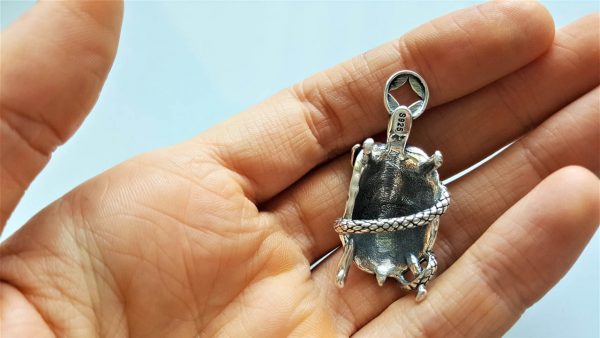 Turtle and Serpent Pendant STERLING SILVER 925 Black Turtle And Snake Black Warrior Chinese Constellation Ancient China Talisman Amulet
