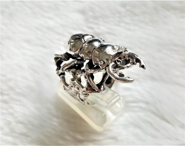 STERLING SILVER 925 Insect Stag Beetle Ring Symbol of metamorphosis Handmade Excluisve Design Hercules beetles