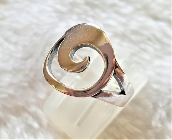 Eliz STERLING SILVER .925 Yin Yang Wave Galaxy Swirl Ring Sacred Symbol Talisman Amulet