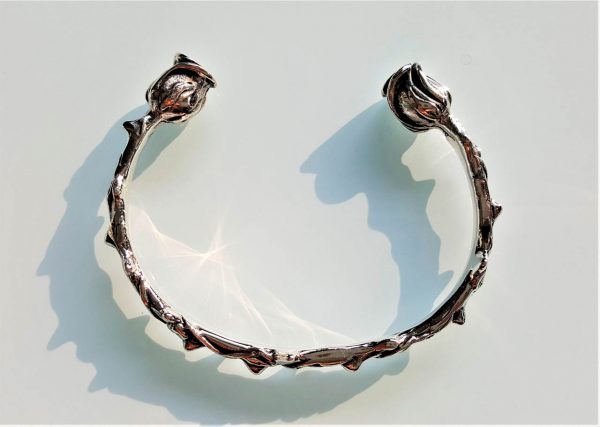 Eliz STERLING SILVER 925 Roses Bracelet Rose's Thorns Exclusive Design Size Adjustable