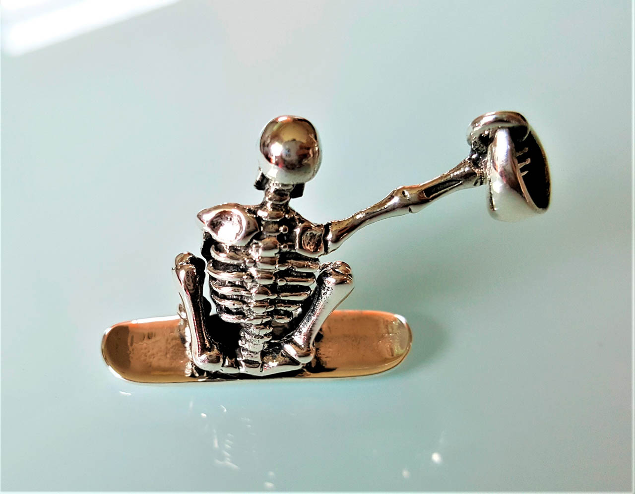 Eliz STERLING SILVER 925 Snowbording Skeleton Pendant Snowboard Extreme  Sport 3D Skull Exclusive Gift - ELIZ Jewelry and Gems