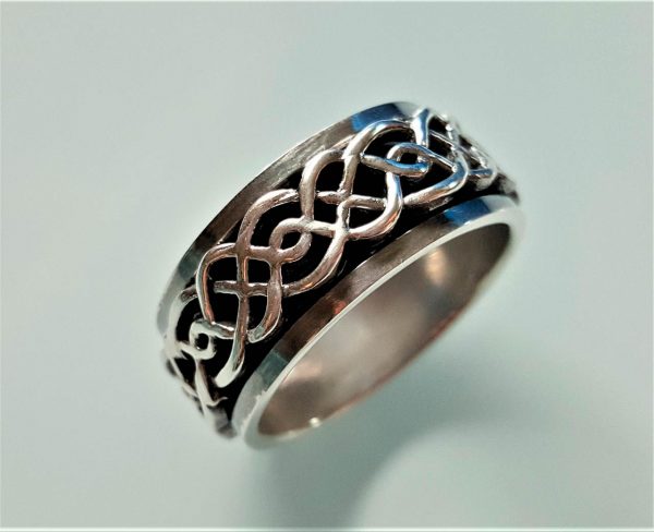 Eliz Infinity Knot Spinner .925 Sterling Silver Ring Anti Stress Fidget Meditation Kinetic