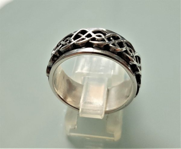 Eliz Infinity Knot Spinner .925 Sterling Silver Ring Anti Stress Fidget Meditation Kinetic