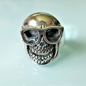 Eliz Sterling Silver 925 Skull in Shades Too Cool Ring Biker Punk Rock Goth Exclusive Design 20.5