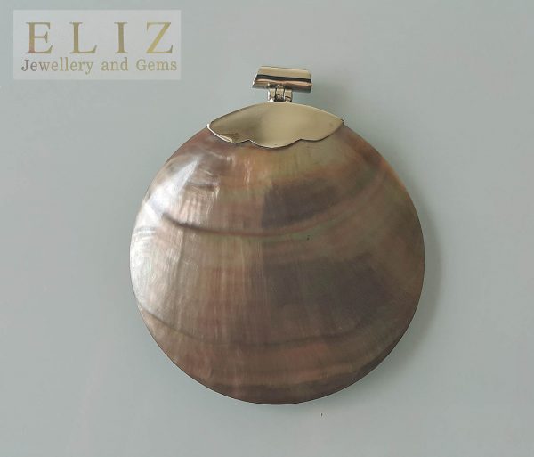 Eliz 925 Sterling Silver Huge Pendant Natural Energy Ocean Shell 3 inches Exclusive Gift