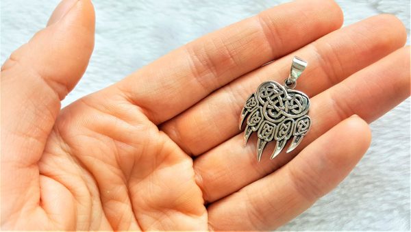 Eliz Sterling Silver 925 Bear Paw Pendant Viking Bear Paw Claw Slavic Warding Veles Talisman  Sacred Symbol Amulet