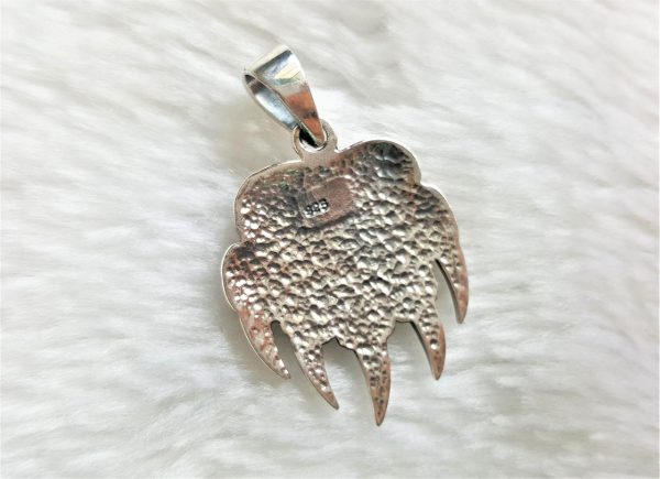 Eliz Sterling Silver 925 Bear Paw Pendant Viking Bear Paw Claw Slavic Warding Veles Talisman  Sacred Symbol Amulet