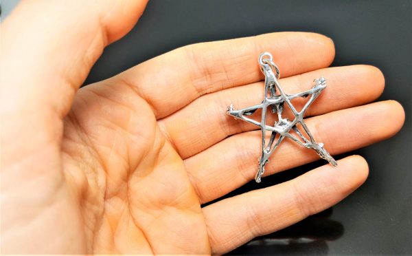 Skeleton Pentagram Pendant STERLING SILVER 925 Pentacle 5 pointed star Exclusive Gift