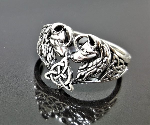 Heart Shaped Wolves 925 Sterling Silver