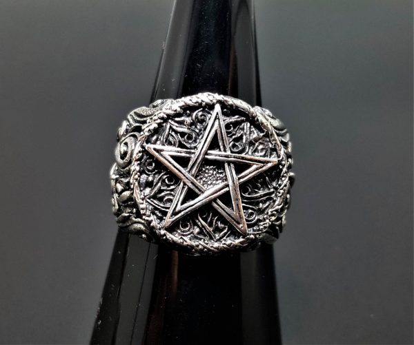 925 Sterling Silver Ring Pentagram Star Pentacle Sacred Symbols 5 pointed star Talisman Protective Amulet Exclusive Gift ELIZ