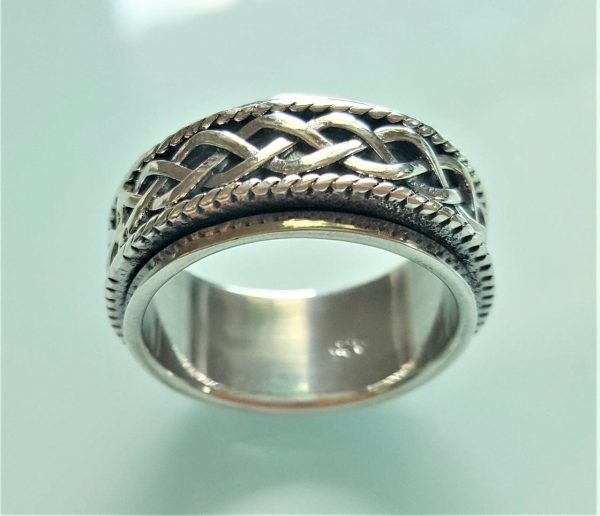 Eliz Infinity Knot Spinner Band .925 Sterling Silver Ring Anti Stress Band Fidget Meditation Kinetic Ring