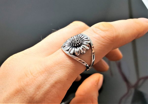 925 Sterling Silver Daisy Ring Sunflower Ring Sun flower Design
