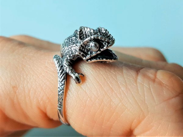 Chameleon Ring STERLING SILVER 925 Lizard Reptile Animal Exclusive Design Cute Gift