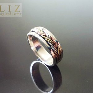 925 STERLING SILVER Ring with mild Copper and Brass Accents Meditation Antistress Unique Design Spinner