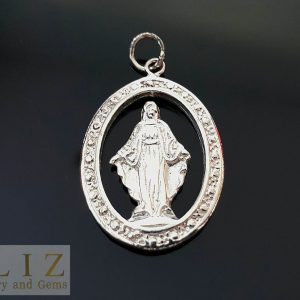 Sterling Silver 925 Pendant Mother Mary Virgin Christian Protection Blessing